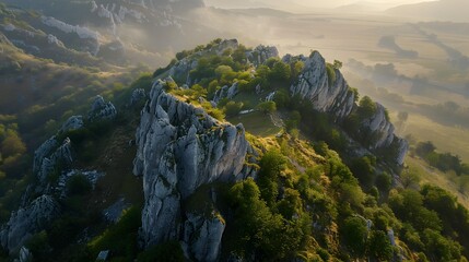 Wall Mural - Spectacular karst cliffs rise above the surrounding landscape