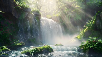 Wall Mural - An edge with a waterfall where the water picture