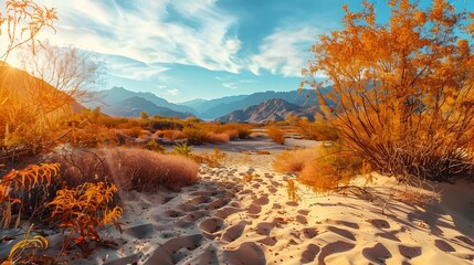 Poster - Autumn golden and red shades of sand