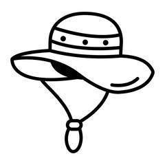 Sticker - A doodle style icon of camping hat 