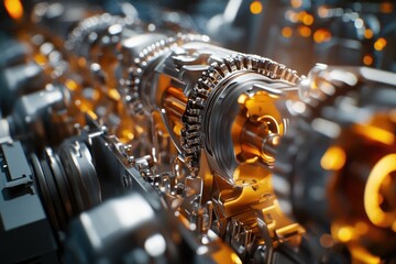 Canvas Print - Machine with Gears Close Up