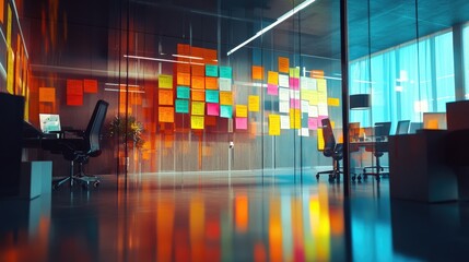 Wall Mural - Office Wall Covered in Post-It Notes