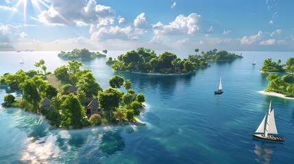 Canvas Print - Islands floating on the calm surface