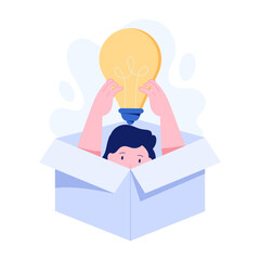 Sticker - Person with creative thinking, flat illustration 