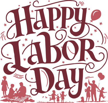 Happy Labor Day Typography Image Vactor Style