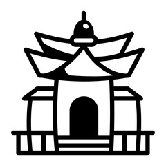 Poster - Buddhist temple icon in hand drawn style 