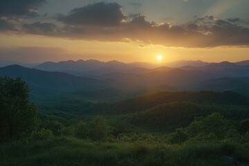 Wall Mural - Sunset Over Mountains