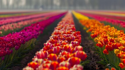 Poster - Landscapes bright spring flowers stretch for many kilometers