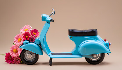 Scooter with floral decoration on rear