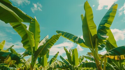 Poster - Plantations banana trees against the blue sky