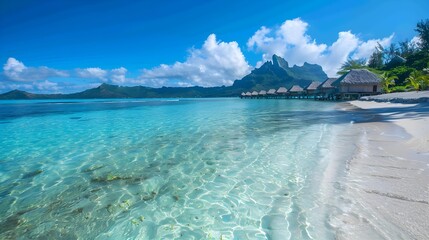 Wall Mural - The beaches of bora bora washed by clear waters