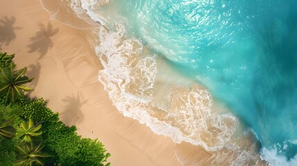 Poster - The coast is sandy with turquoise water