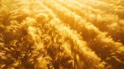 Wall Mural - A golden field with even rows of wheat img