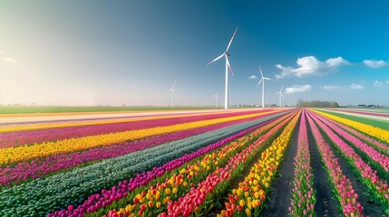 Canvas Print - Endless flower fields stretch to the horizon covered