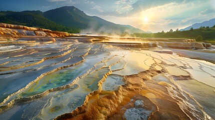 Wall Mural - Fields hot mineral fields formed by a geyser