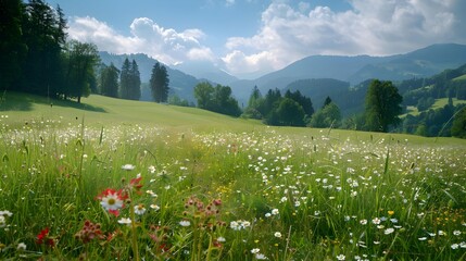 Poster - The fields and meadows of switzerland are covered