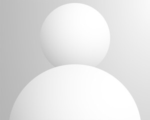 Poster - Light background with white balls, ball in empty space. White abstract 3d round spheres. Background with neumorphism circles. Geometric design circle shapes, abstract 3D circle white wallpaper