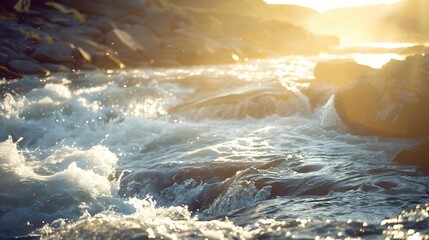 Wall Mural - A huge threshold where water rushes rapidly along picture