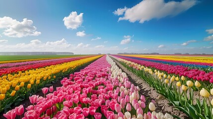 Poster - Nature spring flower fields stretching