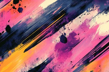 Poster - Vibrant artwork showcasing brush strokes, ink patterns, and innovative design elements. An earthy watercolor look, holder, border, weathered background, splash