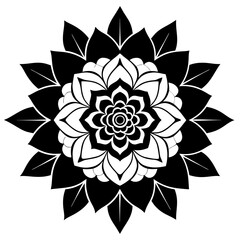 Floral Mandala silhouette vector illustration on white background