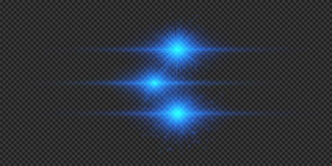 Sticker - Set of blue horizontal light effects of lens flares