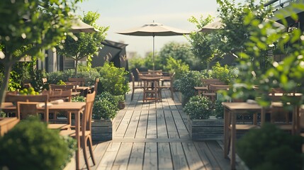 Wall Mural - Roof terrace spacious surrounded by green bushes