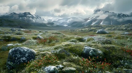 Wall Mural - Tundra boundless expanses where mosses and lichens cover