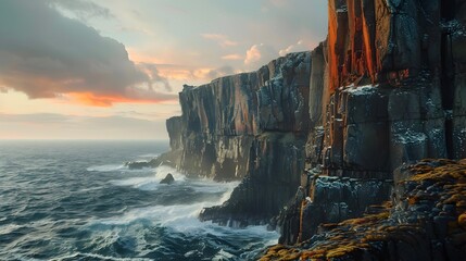 Wall Mural - cliffs rise above the sea washed