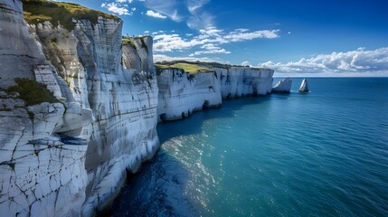 Wall Mural - Gorge with white chalk cliffs rising