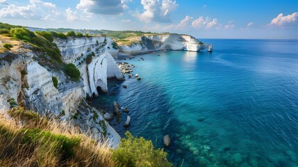 Wall Mural - Gorge with chalk cliffs that rise