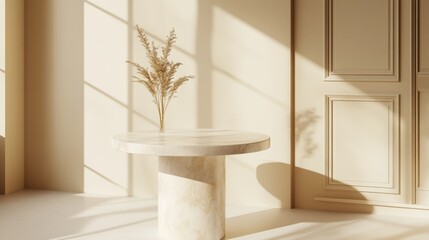 Wall Mural - Luxury organic cosmetics, beauty treatment products. White marble stone counter table top.