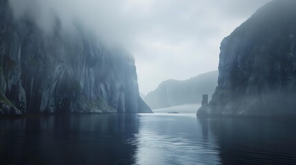 Wall Mural - Fjords amazing natural formations where high cliffs drop