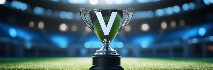 Wall Mural - Symbolizing victory and success, this modern trophy has a blurred bokeh background with room for text.