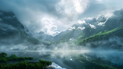 Poster - The mysterious ridge is surrounded by dense clouds