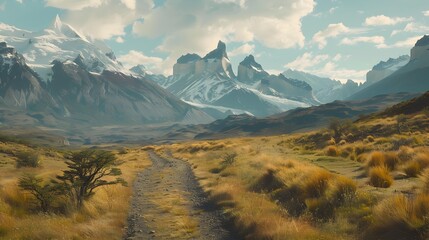 Wall Mural - The ranges of patagonia rising above the plains