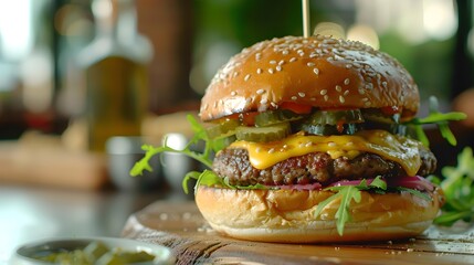 Wall Mural - burger with fries