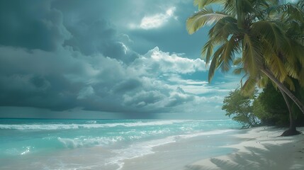 Poster - Storm clouds are approaching the ocean