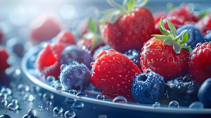 Wall Mural - Fresh berries are laid out on a porcelain