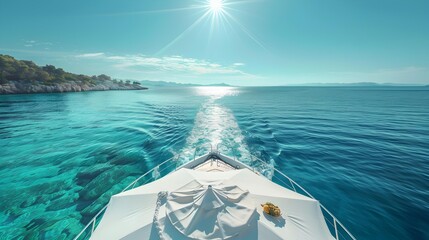 Canvas Print - Luxurious yacht gliding through the crystal clear waters