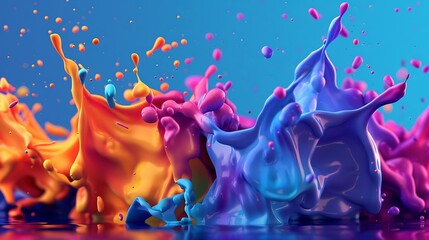 Wall Mural - Abstract colorful splash 3D background generative AI background