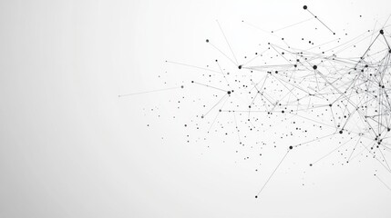 Abstract Black and White Plexus Technology Background with Network Connection Dots and Lines on Light Gray