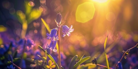 Wall Mural - close up of a bluebell with shallow depth of field in spring
