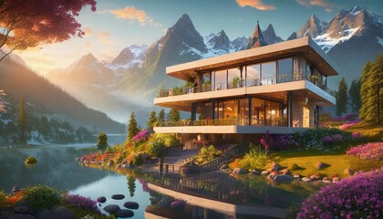 Wall Mural - house in the mountains