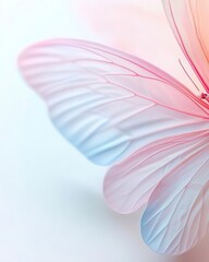 Poster - The delicate wings glistened with a pastel gradient, soft focus, and ethereal glow, creating a surreal atmosphere with plenty of space for text.