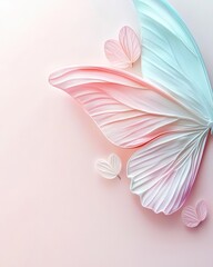 Poster - Delicate translucent wings with a pastel gradient, soft focus and ethereal glow, offering plenty of room for text placement.