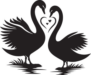 Poster - Swan love vector silhouette 