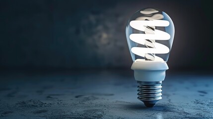 Wall Mural - energy efficient fluorescent bulb against dark background