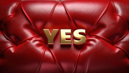 Wall Mural - Bold Golden YES on Luxurious Red Leather Background