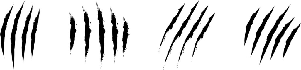 animal claw scratches icons set vector. claws silhouette, claw marks